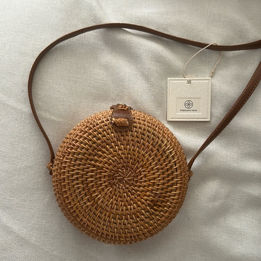 (2) PENELOPE CASE Brown Rattan Crossbody Bags SIZE 7" Cottagecore Garden Girl - Picture 6 of 6